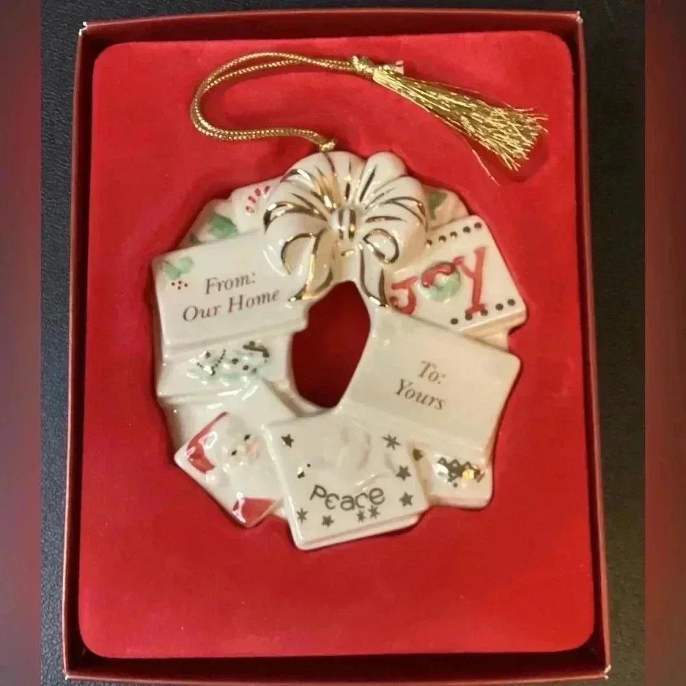 LENOX NIB CREAM GOLD HOLIDAY WREATH 2006 - Picture 7 of 9